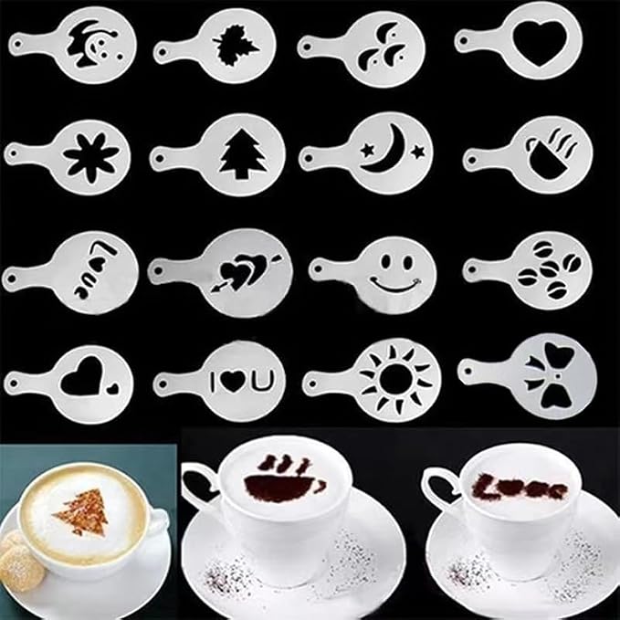 41 Coffee Stencils+2 Mesh Powder Shakers, Cake Baking Templates Coffee - Image 2