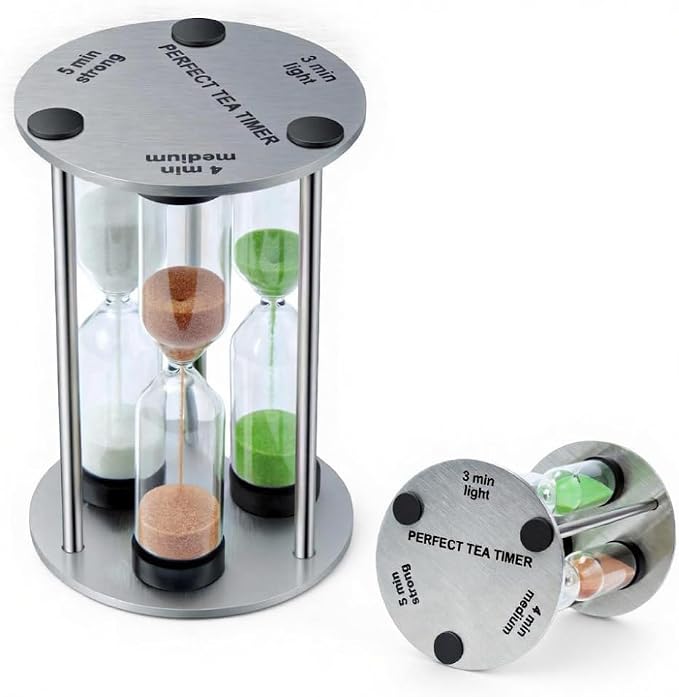 Lily's Home 3.5" Tall 3-in-1 Perfect Tea Timer, Includes 3, and 5 Minute Sand by LilysHome