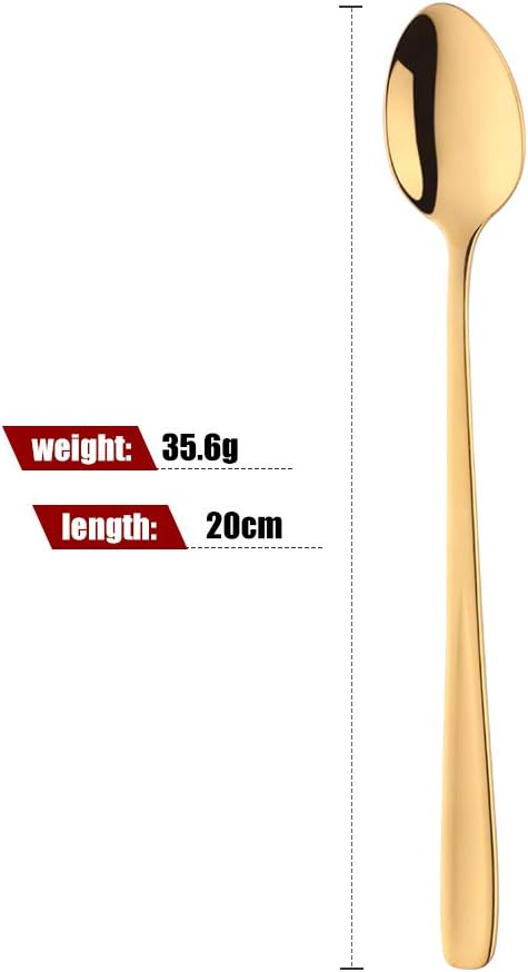 Buyer Star Long Handle Iced Tea Spoons Set of 6, 8 inch 18/10 Heavy Duty Coffee - Image 6