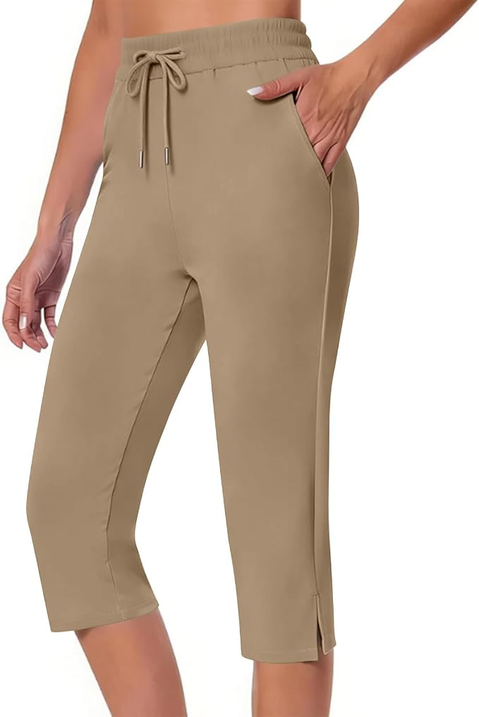 Capri Yoga Pants for Women Drawstring Elastic Waisted Trousers Summer Jogger by Unknown