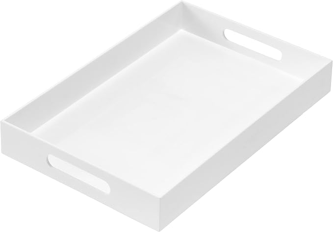 Glossy White Sturdy Acrylic Serving Tray by DesignwithPracticality