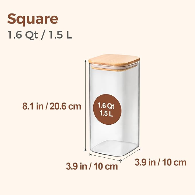 ComSaf 1.6 Qt Square Glass Jars - Image 2