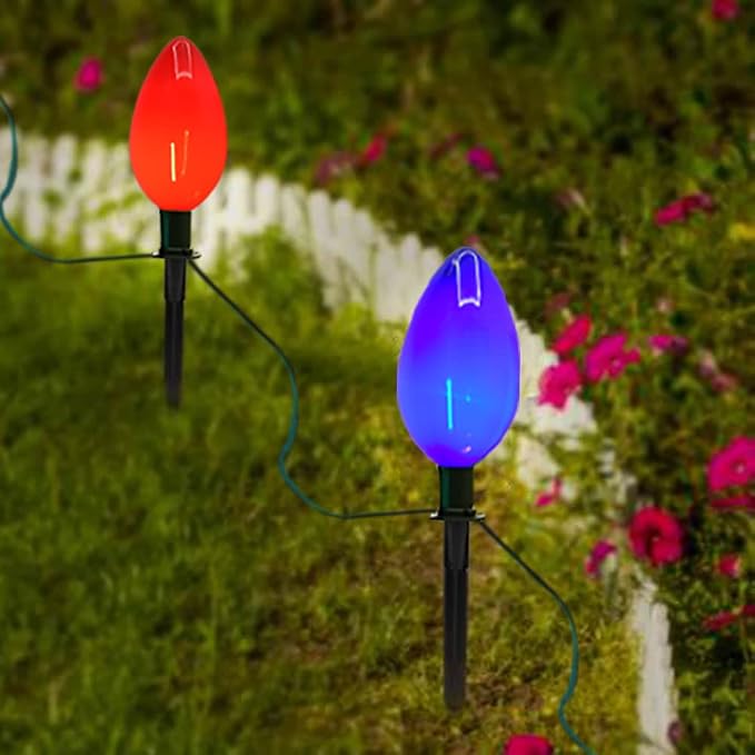 C9 Christmas Path Marker Light Outdoor, 7 Feet LED Christmas Pathway Lights - Image 3