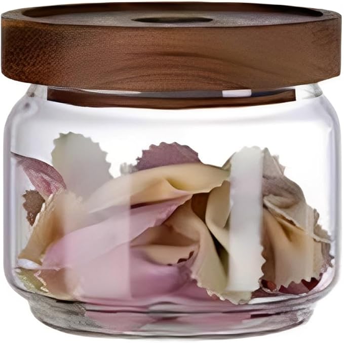 Viovian 10 OZ Glass Jar with Wooden Lid Clear Glass Coffee Storage Jars by Viovian