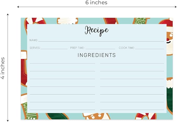 Christmas Cookie Recipe Cards / 50 Double Sided Winter Holiday Blank Recipes - Image 5