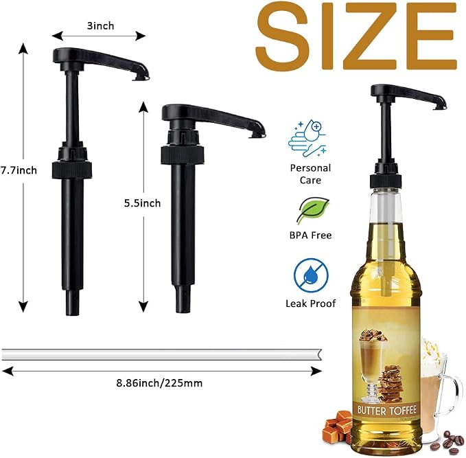 8 pcs Black Syrup Pumps with Cap to Avoid Dripping, Leak Proof Coffee Syrup - Image 4