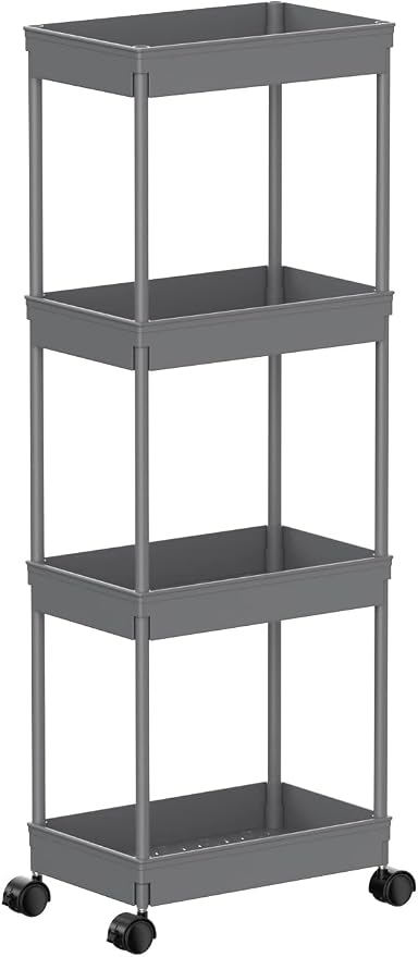 Sooyee 4 Tier Wide Storage Cart Mobile Shelving Unit Organizer Slide Out by Sooyee