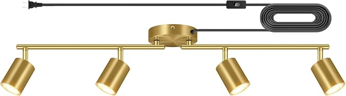 Plug in Track Lighting LED, Track Lighting Fixtures Ceiling Gold, 4-Light by Bricosmocon-DecorYourHome