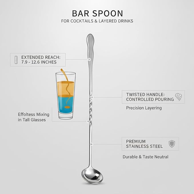 Stainless Steel Bar Spoon with Twisted Handle - Image 5