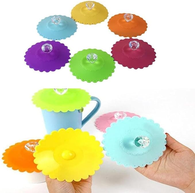 Silicone Cup Lid with Diamond Flower Pattern, Reusable Anti-Dust Cover - Image 7