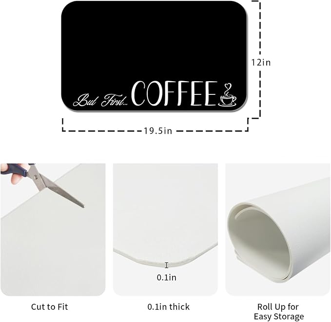 Coffee Bar Mat Rubber Dish Drying Mat - Image 6