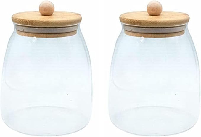 Glass Jar with Airtight Bamboo Lid Coffee Bean Jar Container Storage by HOOPZOZA