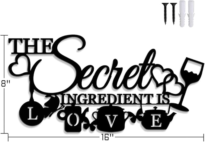 XORT The Secret Ingredient is Love Metal Wall Art Sign, Farmhouse Dining Room - Image 5