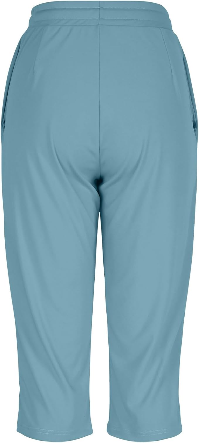 Capri Yoga Pants for Women Drawstring Elastic Waisted Trousers Summer Jogger - Image 5