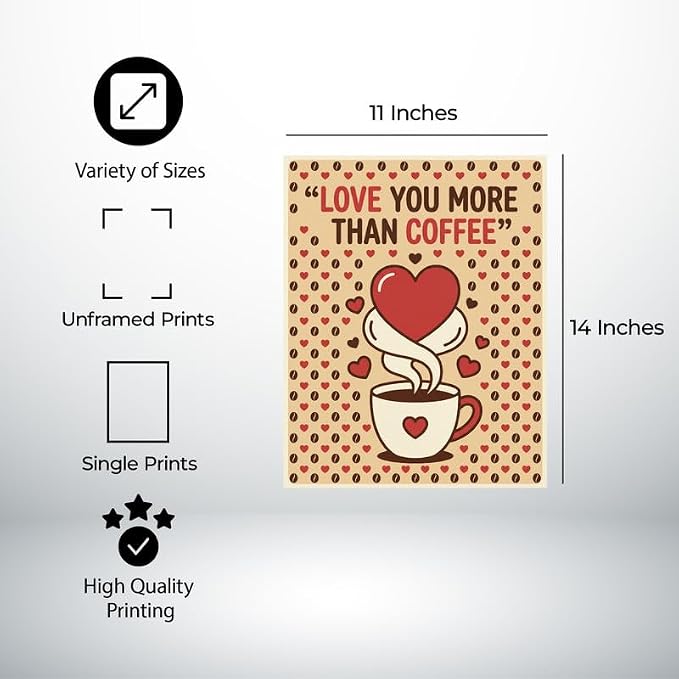 Lawrence Williams Designs Love You More Than Coffee Poster - Image 2