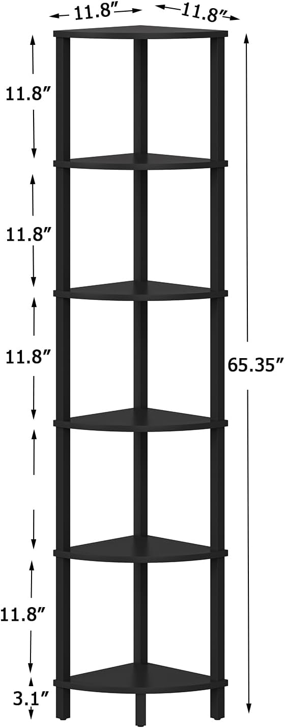 VIMBER Corner Shelf, 6-Tier Corner Bookshelf, Industrial Corner Ladder Shelf - Image 3