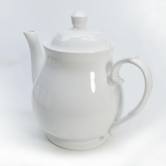 White Porcelain Teapot, Large Chinese Lotus Tea Pot Coffee Tea Water Pot - Image 4