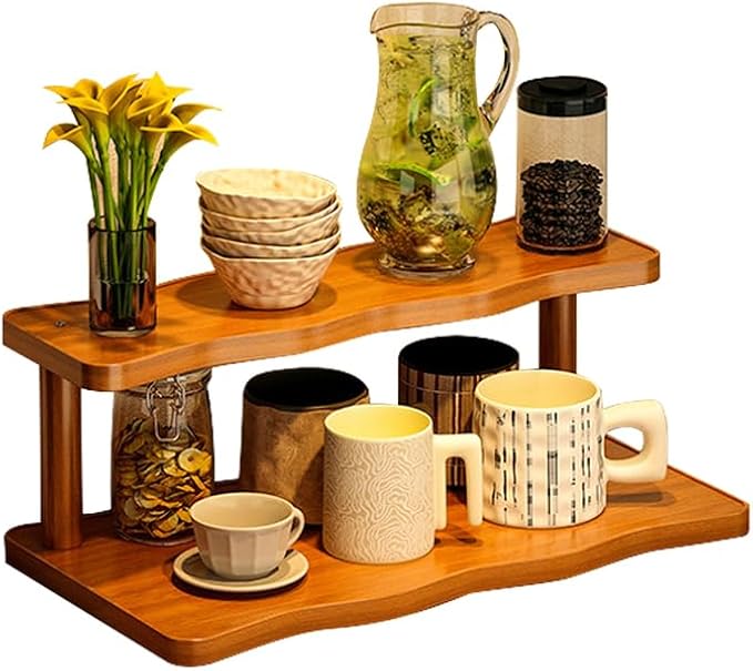 Wooden Mug Holder Countertop, Coffee Station Organizer, Counter Shelf by Unknown