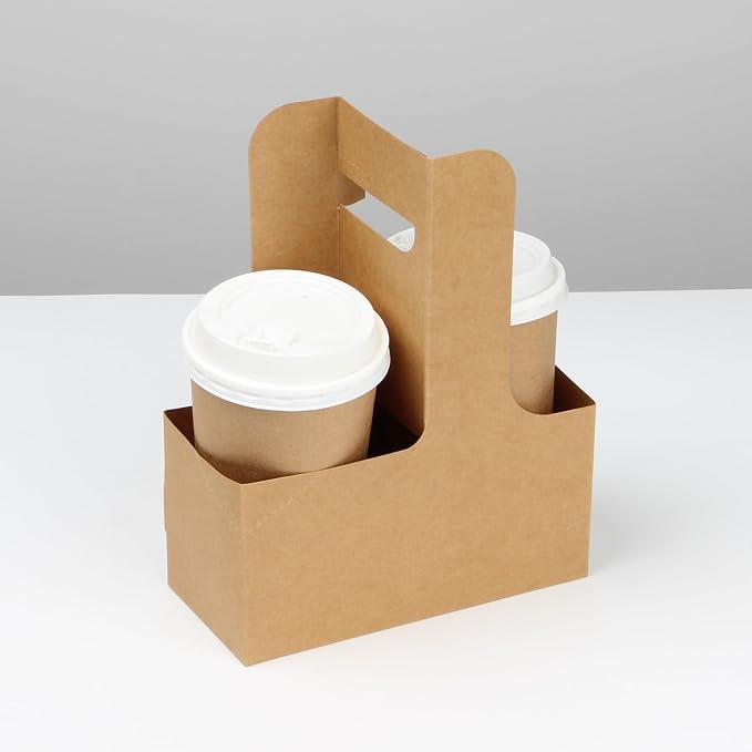 2-Cup 50 Pack Drink Carrier Handle 12-30 OZ Handled Drink Carriers | Kraft - Image 3