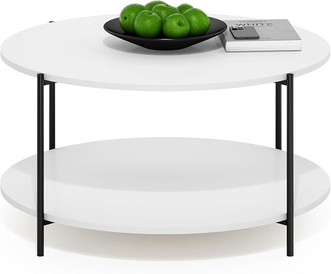 Furinno BESI Coffee Table, 2-Tier Round Modern Coffee Table by Furinno-FitsYourSpaceFitsYourBudget