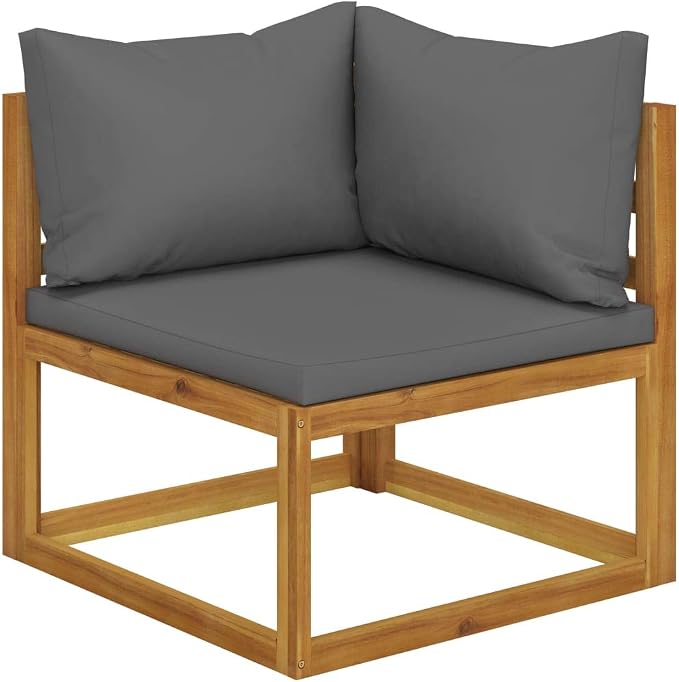6 Piece Patio Lounge Set with Cushions, Solid Acacia Wood Outdoor Sectional - Image 4