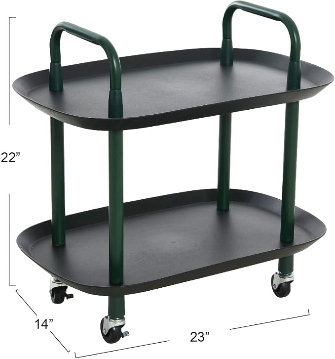 Main + Mesa Modern Plastic and Metal 2-Tier Trolley - Image 3