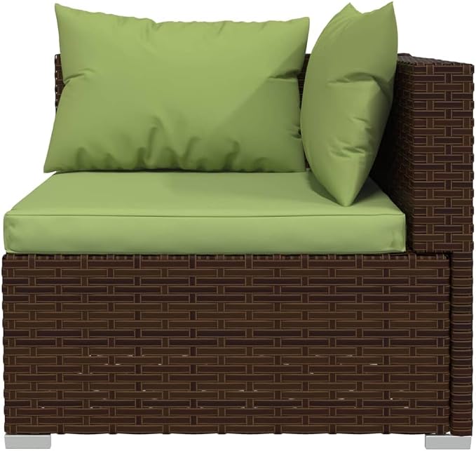 9-Piece Modular Garden Lounge Set Brown PE Rattan Outdoor Sectional Furniture - Image 6