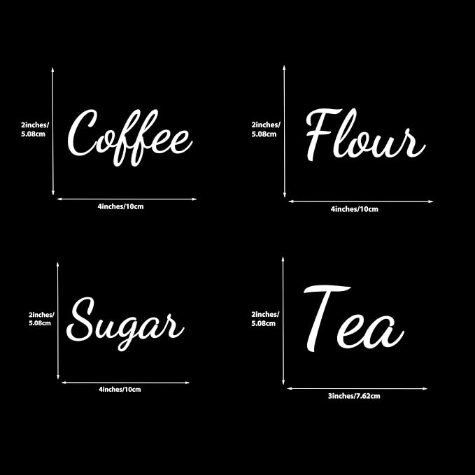 Flour Sugar Coffee Tea Labels for Jars – 4PCS Kitchen Pantry Vinyl Stickers for - Image 3