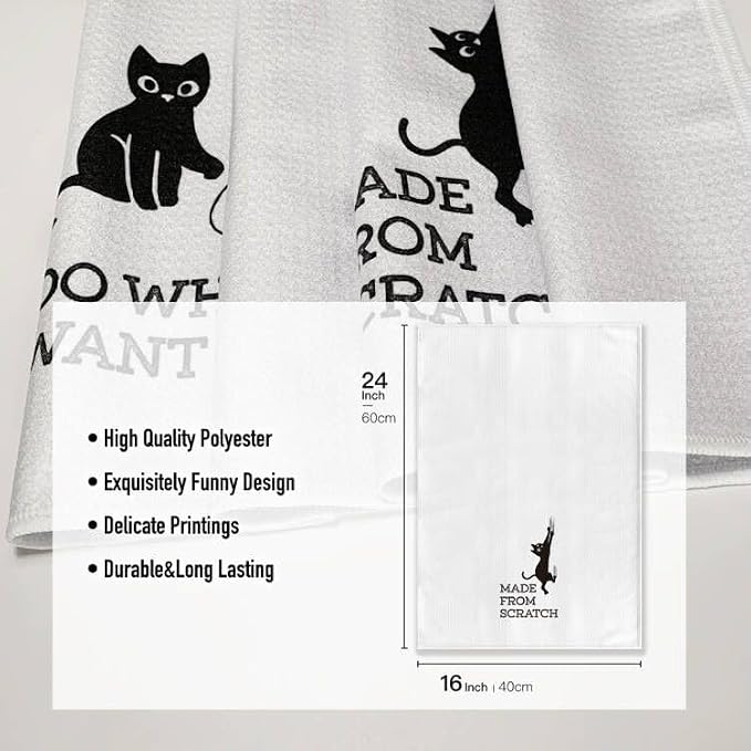 Funny Cat Kitchen Towels-Funny Joked Absorbent Tea Towel DéCor, Gifts - Image 4