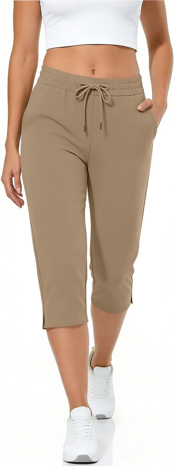 Capri Yoga Pants for Women Drawstring Elastic Waisted Trousers Summer Jogger - Image 8