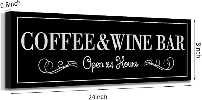 WOWGOOMO Coffee and Wine Bar Signs Decor, Classic Kitchen Wine Cabinet - Image 2