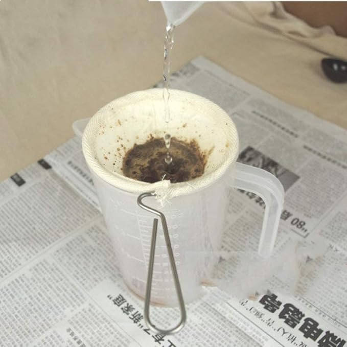 2Pcs Reusable Coffee Sock Filters Cloth Coffee Strainer 4" Colador de Cafe | - Image 5
