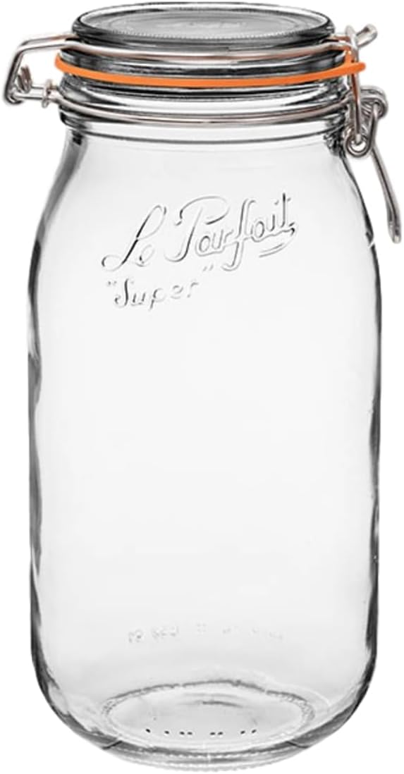 Le Parfait Super Jar 2L French Glass Preserving Jar w/Airtight Rubber Seal & by LeParfait
