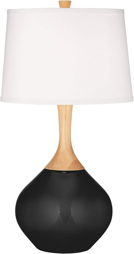 Color + Plus Wexler Modern Table Lamp 31" Tall Tricorn Black Glass Wood Neck - Image 2