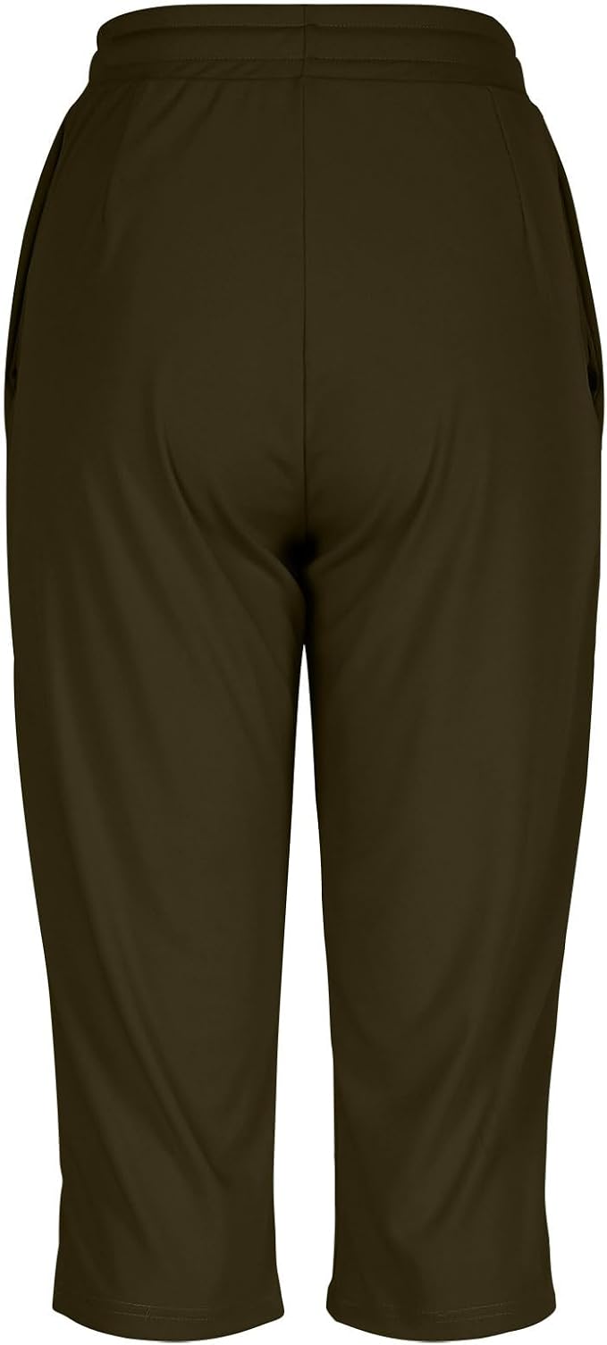 Capri Yoga Pants for Women Drawstring Elastic Waisted Trousers Summer Jogger - Image 5