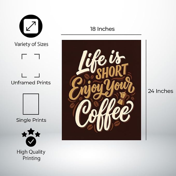 Lawrence Williams Designs Life Is Short Enjoy Your Coffee Poster - Image 2