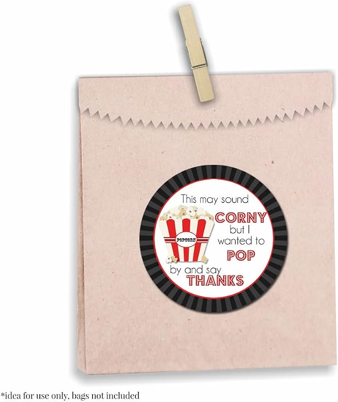 Corny Pop By Say Thanks Popcorn Appreciation & Encouragement Sticker Labels - Image 5