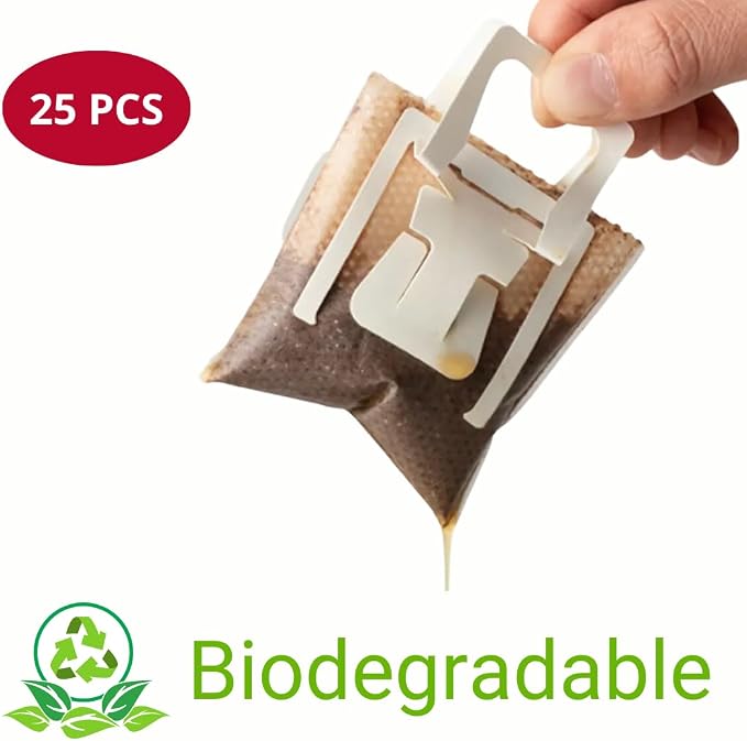 25 Pcs - Biodegradable Portable Coffee Filter Paper Bag | Hanging Ear - Image 2