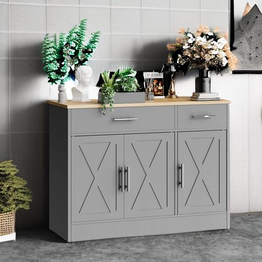 SUNLEI Kitchen Buffet Sideboard Cabinet, Wooden Storage - Image 5