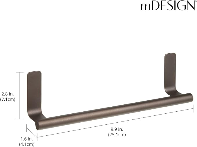 mDesign Steel Wall-Mounted Towel Rack Storage Holder - Image 2