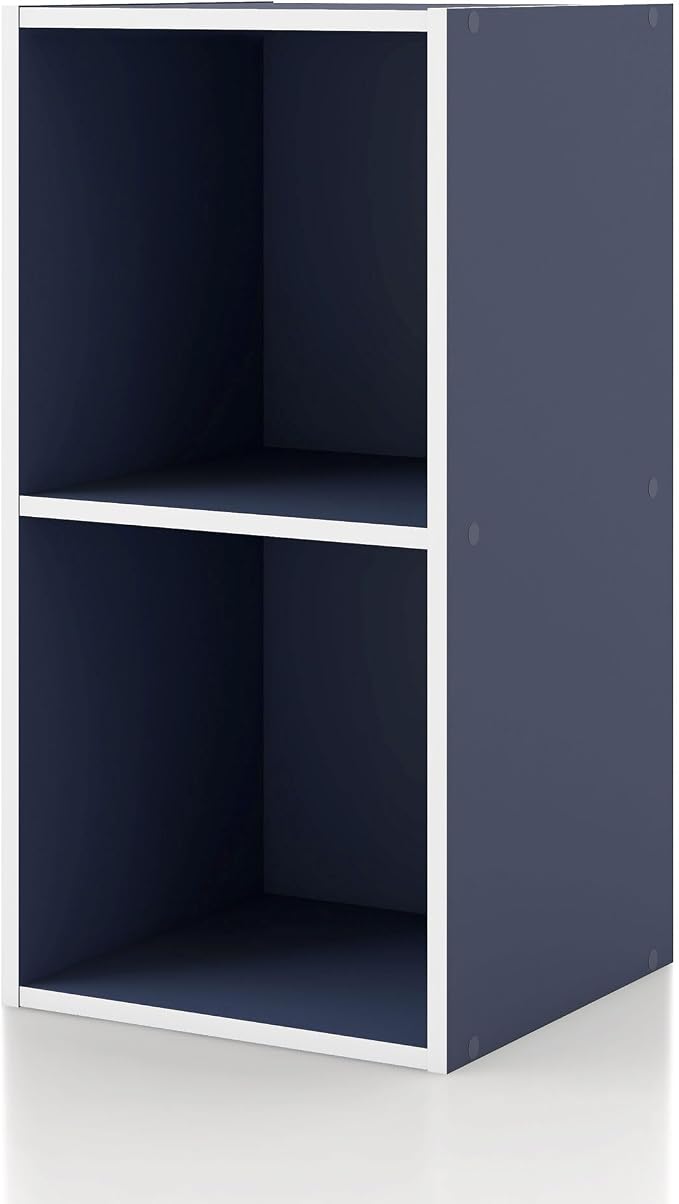 Homes: Inside + Out Apexa 2-Cube Storage Organizer Shelves, Stackable Wood by HOMESInsideOut
