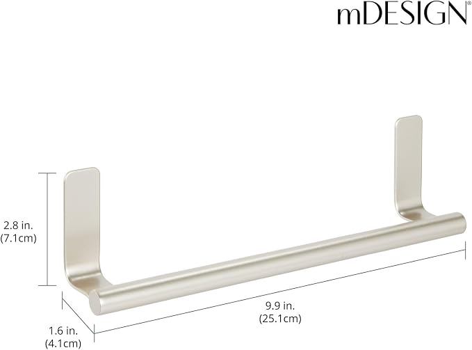 mDesign Steel Wall-Mounted Towel Rack Storage Holder - Image 3