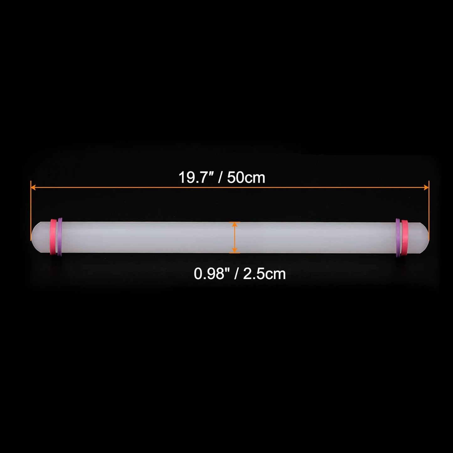 HARFINGTON 2pcs Fondant Rolling Pin 20 Inch x 0.98 Inch Adjustable Guide Rings Non-Stick PP Plastic Fondant Roller Dough Roller Kitchen Decorating Tools for Cookie Pastry Pizza Clay