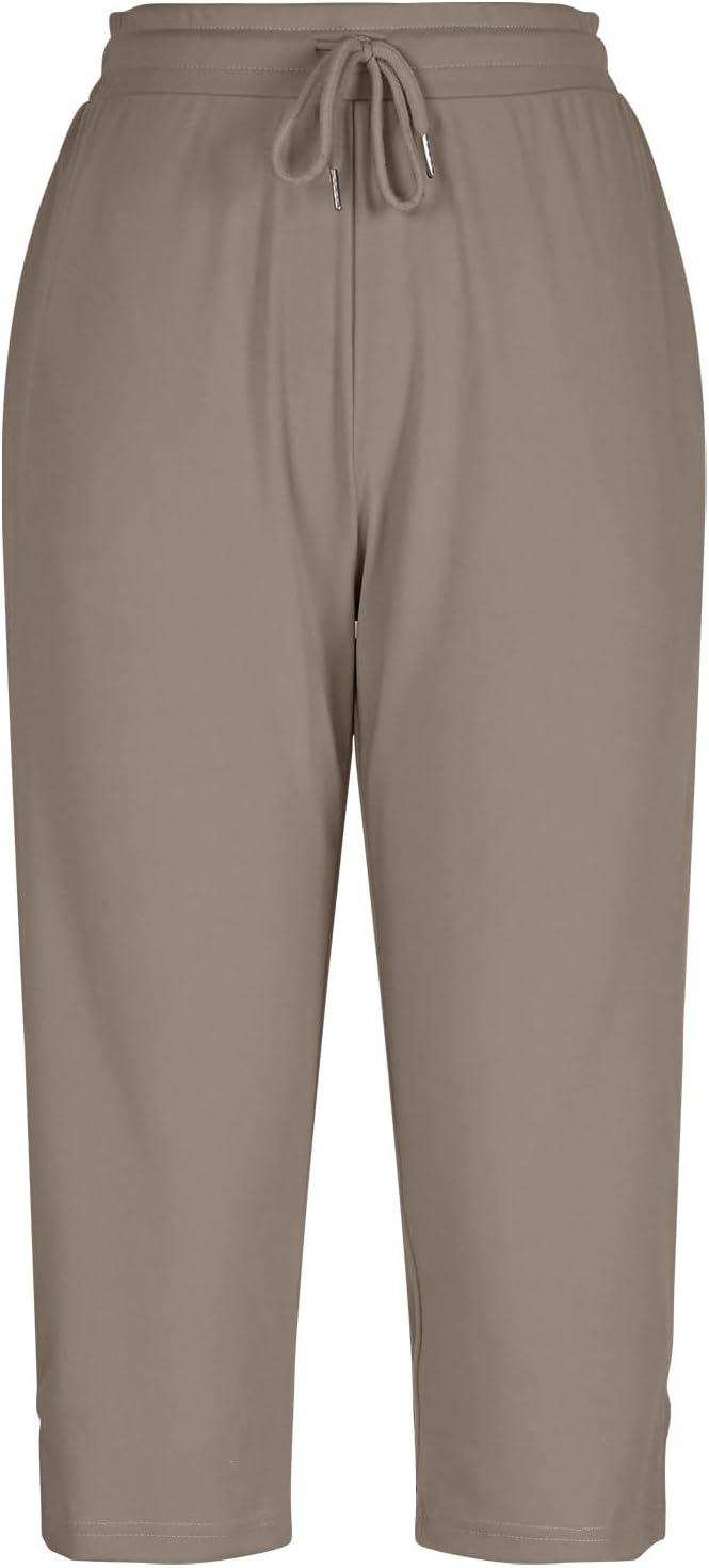 Capri Yoga Pants for Women Drawstring Elastic Waisted Trousers Summer Jogger - Image 6