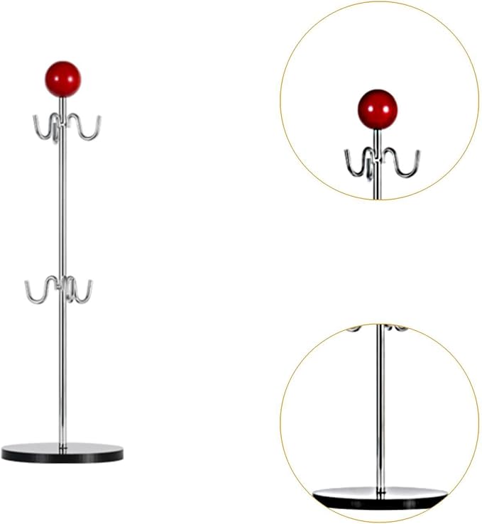 Coffee Mug Tree Cup Drying Rack, 6 Hooks Coffee Cups Stand, Vertical Cup Holder - Image 3