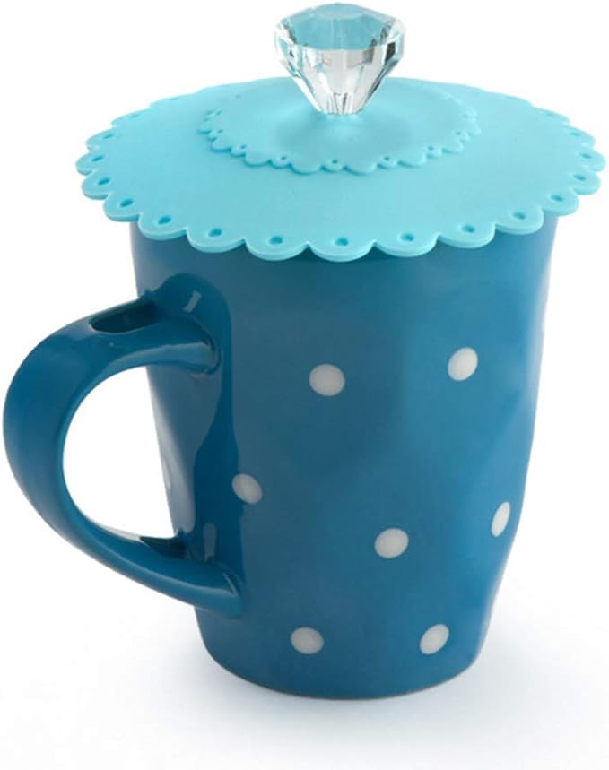 6PCS Silicone Cup Lids Airtight Creative Diamond Mug Cover Glass Cup Covers - Image 8