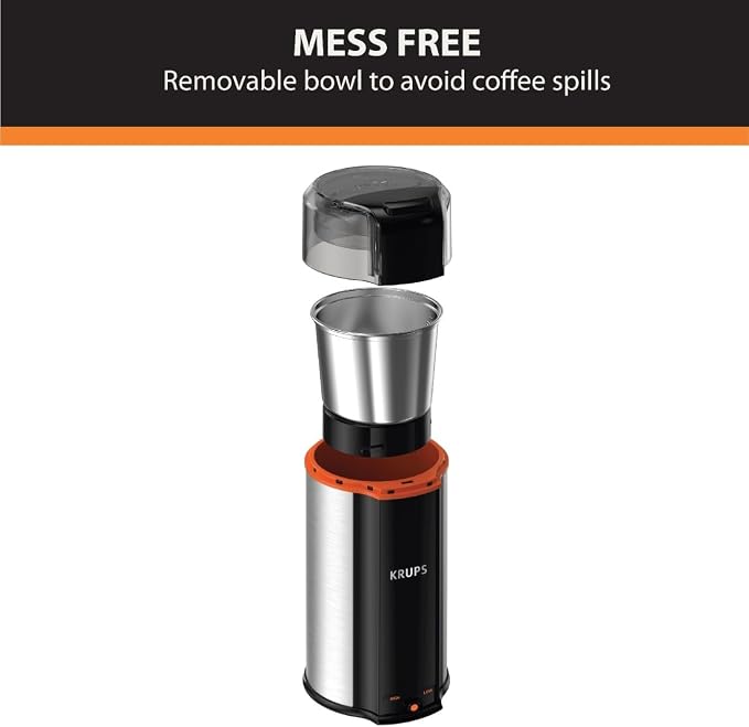KRUPS: 3oz Coffee Grinder, Ultimate Silent Vortex Plastic and Stainless Steel - Image 3