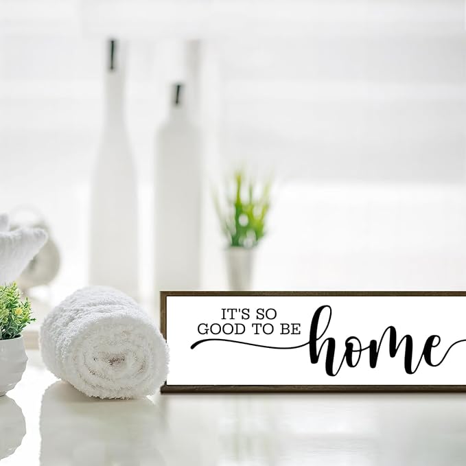 It's So Good To Be Home Sign, Home Wall Decor Wood Framed, Wooden Box Sign Desk - Image 4