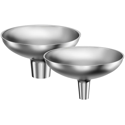 Serinar Stainless Steel Funnel, 2 Large and Small Mouth Filling Kitchen funnels by serinar