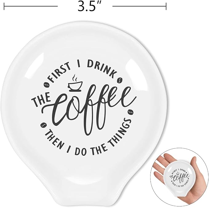 Funny Coffee Spoon Rest-But First Coffee Ceramic Spoon Holder-Cafe Station Bar - Image 2